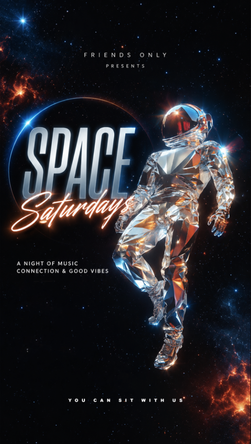 Space Saturdays flyer — Friends Only Dallas